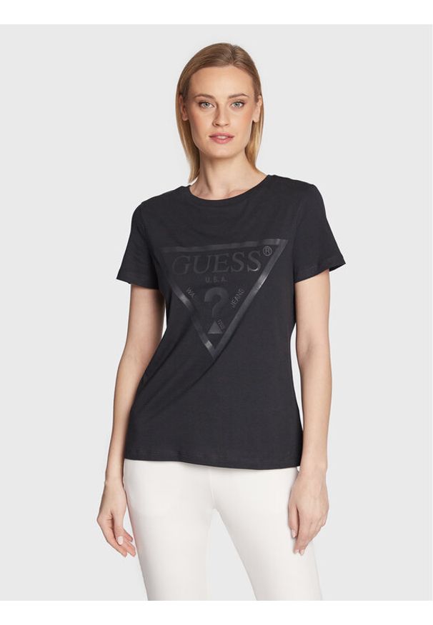 Guess T-Shirt Adele V2YI07 K8HM0 Czarny Regular Fit. Kolor: czarny. Materiał: bawełna