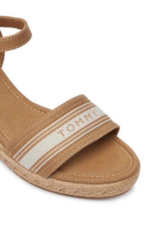 TOMMY HILFIGER - Tommy Hilfiger Espadryle Mid Wedge Espad Webbing FW0FW09230 Beżowy. Kolor: beżowy. Materiał: materiał