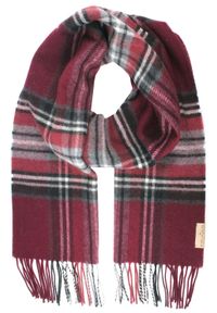 Wełniany Szalik Męski - V. Fraas - Kratka, Jasne Bordo. Kolor: czerwony. Materiał: wełna. Wzór: kratka. Sezon: lato, zima. Styl: elegancki, klasyczny