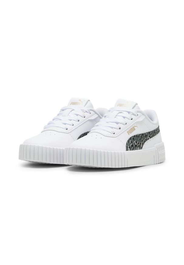 Puma - Dziecięce sneakersy Carina 2.0 Animal Update PUMA White Mineral Gray Gold. Kolor: żółty, biały, wielokolorowy, szary