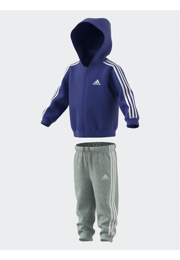 Adidas - adidas Komplet dresowy Essentials Full-Zip Hooded Jogger Set IB4763 Niebieski Regular Fit. Kolor: niebieski. Materiał: bawełna