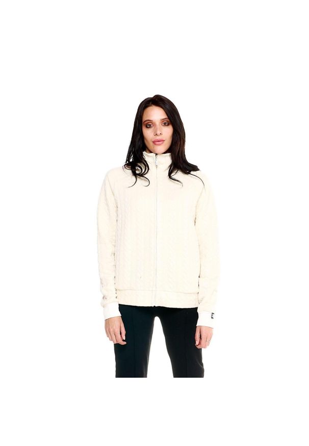 LEONE 1947 APPAREL - Damska bluza z golfem Leone zapinana na zamek błyskawiczny w kolorze szarym. Typ kołnierza: golf. Kolor: biały. Materiał: tkanina. Sport: golf