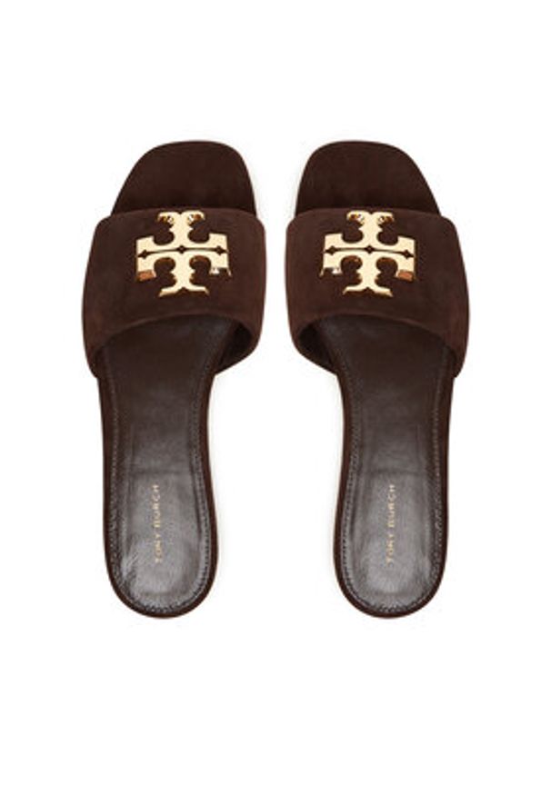 Tory Burch Klapki Eleanor Slide 174839 Brązowy. Kolor: brązowy. Materiał: skóra