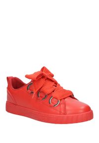 Casu - Czerwone buty sportowe creepersy na platformie sznurowane casu ab-67. Kolor: czerwony. Obcas: na platformie. Styl: sportowy