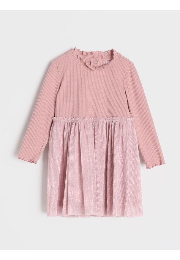 Sinsay - Sukienka - różowy. Kolor: różowy. Materiał: prążkowany, materiał