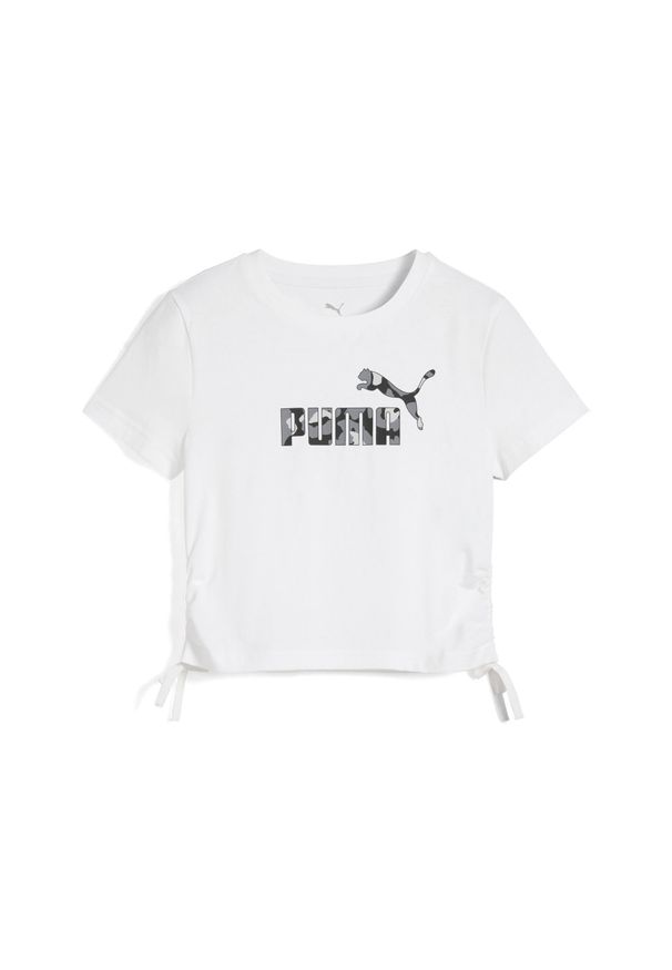 Koszulka dla dziewczynki Puma Ess Animal Logo Infill Knotted. Kolor: biały