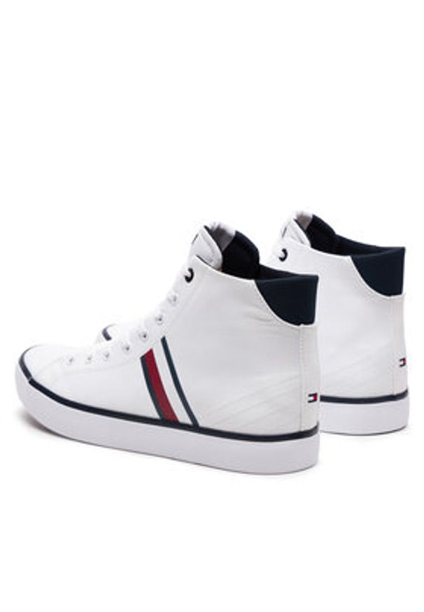 TOMMY HILFIGER - Tommy Hilfiger Sneakersy Th Hi Vulc Stripes Mesh FM0FM04948 Biały. Kolor: biały. Materiał: mesh, materiał
