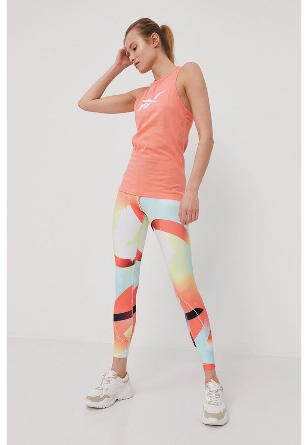 Reebok - Legginsy. Stan: podwyższony. Materiał: dzianina, skóra