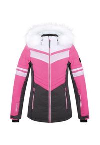 GLOMEX - Kurtka narciarska damska Loap Orinna XL – wodoodporna i ciepła. Kolor: czerwony, fioletowy, różowy, wielokolorowy. Sezon: zima. Sport: narciarstwo #1