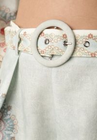 Born2be - Zielone Letnie Szorty w Stylu Boho z Kwiatowym Motywem i Paskiem Sharoria. Okazja: na co dzień. Kolor: zielony. Długość: długie. Wzór: kwiaty. Sezon: lato. Styl: boho #6