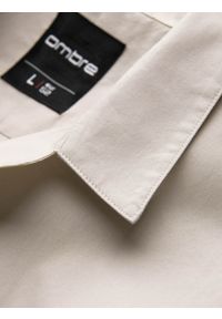 Ombre Clothing - Męska koszula z krótkim rękawem i kubańskim kołnierzem - kremowa V7. Okazja: na co dzień. Kolor: kremowy. Materiał: tkanina, bawełna. Długość rękawa: krótki rękaw. Długość: krótkie. Wzór: gładki, jednolity. Sezon: lato. Styl: klasyczny, casual #11