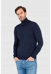La Martina - LA MARTINA Granatowy sweter męski z golfem, Rozmiar M. Typ kołnierza: golf. Kolor: niebieski. Materiał: akryl #2