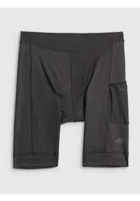 4f - 4F Spodenki kolarskie z żelową wkładką męskie - czarne S. Kolor: czarny. Materiał: włókno, skóra, materiał. Długość: krótkie. Sport: kolarstwo #1
