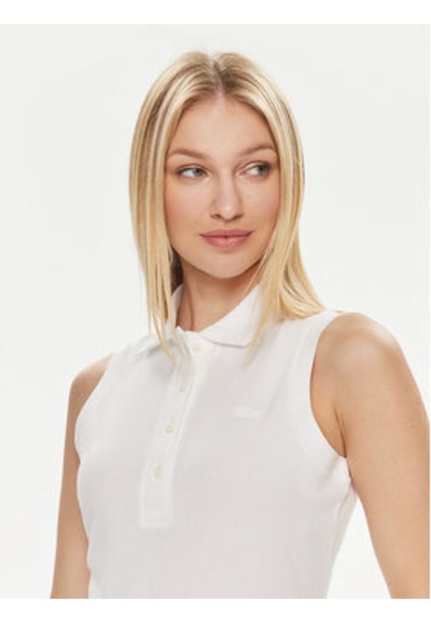 Lacoste Polo PF5445 Biały Slim Fit. Typ kołnierza: polo. Kolor: biały. Materiał: bawełna