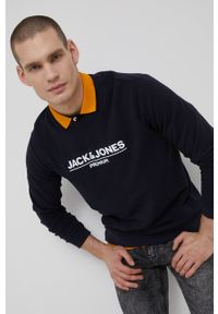 Premium by Jack&Jones bluza męska kolor granatowy z aplikacją. Okazja: na co dzień. Kolor: niebieski. Wzór: aplikacja. Styl: casual