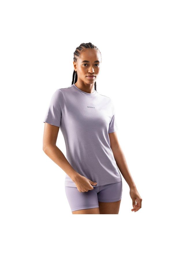 SIROKO - Damska koszulka treningowa z krótkim rękawem Fitness Siroko Pulau. Kolor: fioletowy. Materiał: tkanina. Długość rękawa: krótki rękaw. Długość: krótkie. Sport: fitness