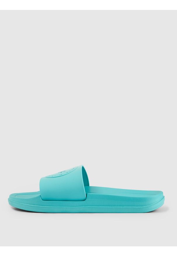 4f - 4F Klapki dziewczęce - turkusowe 36. Okazja: na co dzień. Kolor: turkusowy. Materiał: guma. Sezon: lato. Styl: wakacyjny, casual