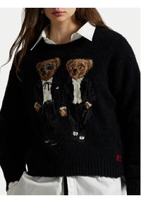 Polo Ralph Lauren Sweter 211978619001 Czarny Relaxed Fit. Typ kołnierza: polo. Kolor: czarny. Materiał: wełna