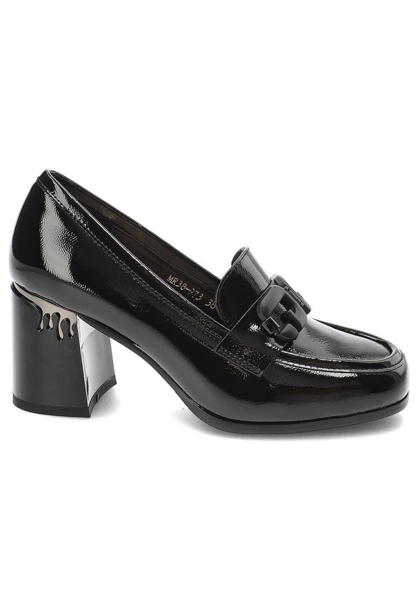 Czarne Półbuty S.Barski Eleganckie Lakierowane Obuwie Damskie. Okazja: do pracy. Kolor: czarny. Materiał: lakier. Obcas: na obcasie. Styl: elegancki. Wysokość obcasa: średni