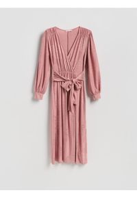 Reserved - Sukienka maxi z wiązaniem - pastelowy róż. Kolor: różowy. Materiał: dzianina, wiskoza. Długość: maxi #1