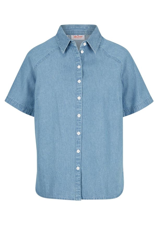 Koszula dżinsowa z krótkim rękawem bonprix jasnoniebieski. Kolor: niebieski. Długość rękawa: krótki rękaw. Długość: krótkie