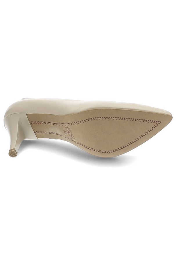 Beżowe Czółenka Clasicco Eleganckie Skórzane Buty. Okazja: na co dzień. Zapięcie: bez zapięcia. Kolor: beżowy. Szerokość cholewki: normalna. Wzór: gładki. Materiał: skóra. Obcas: na obcasie. Styl: elegancki. Wysokość obcasa: średni