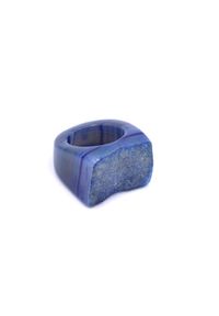 Brazi Druse Jewelry - Pierścionek Agat Jasno-Niebieski Druza rozmiar 16. Kolor: niebieski. Kamień szlachetny: agat #1