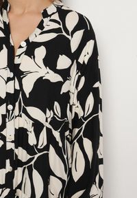 Born2be - Czarna Koszulowa Sukienka z Wiskozy z Motywem Liści Liorenna. Okazja: na co dzień. Kolor: czarny. Materiał: wiskoza. Wzór: kolorowy. Sezon: wiosna, lato. Typ sukienki: koszulowe. Styl: casual, klasyczny #4