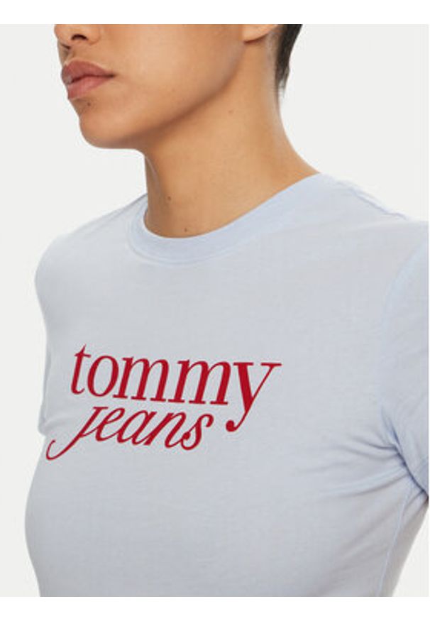 Tommy Jeans T-Shirt Essential DW0DW19447 Błękitny Slim Fit. Kolor: niebieski. Materiał: bawełna