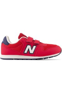 Buty dziecięce New Balance PV500TR1 – czerwone. Okazja: na uczelnię. Zapięcie: rzepy. Kolor: czerwony. Materiał: skóra, syntetyk, materiał. Szerokość cholewki: normalna. Sport: turystyka piesza #1