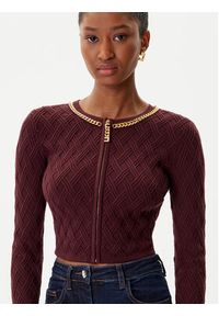 Elisabetta Franchi Kardigan MK-29B-56E2-V450 Bordowy Regular Fit. Kolor: czerwony. Materiał: syntetyk