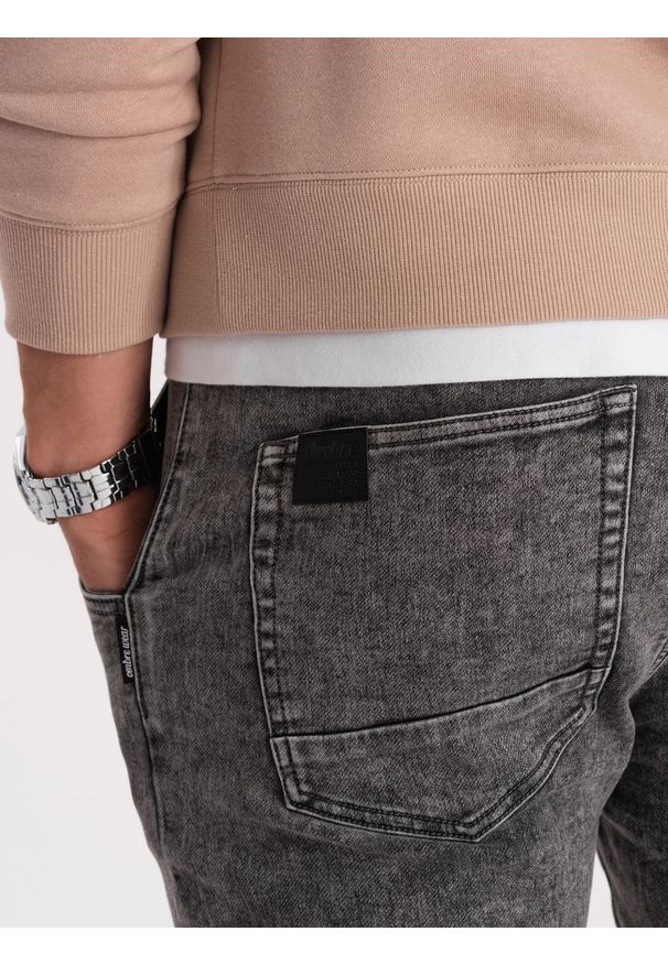 Ombre Clothing - Spodnie męskie marmurkowe jeansowe JOGGERY - szare V3 OM-PADJ-0133 - XXL. Kolor: szary. Materiał: jeans