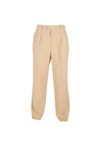Damskie spodnie z podwójną plisą Urban Classics. Kolor: beżowy. Materiał: poliester, wiskoza, tkanina. Długość: długie #1