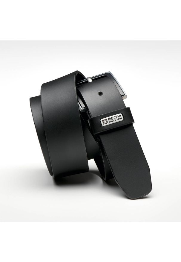 Big Star Accessories - Czarny Skórzany Pasek Męski Big Star. Kolor: czarny. Materiał: skóra. Wzór: paski. Styl: casual