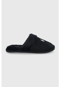 Polo Ralph Lauren Kapcie kolor czarny. Nosek buta: okrągły. Kolor: czarny. Materiał: materiał, guma. Wzór: gładki