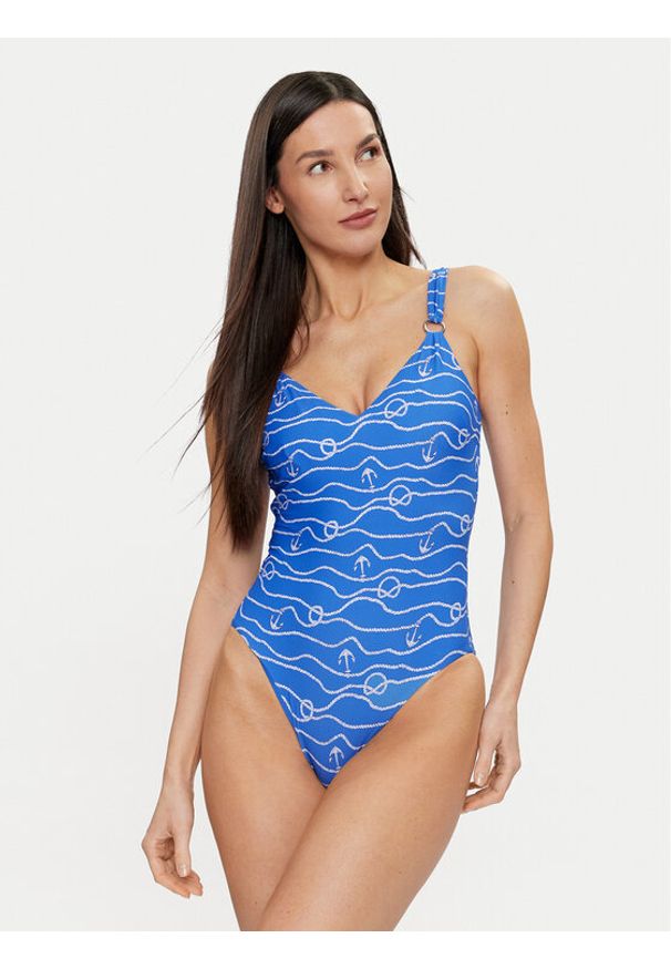 Seafolly Strój kąpielowy 11151DD134 Niebieski. Kolor: niebieski. Materiał: syntetyk