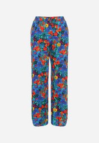 Born2be - Niebieskie Proste Spodnie z Wiskozy w Kwiatowy Print Yadolle. Stan: podwyższony. Kolor: niebieski. Materiał: wiskoza. Wzór: nadruk, kwiaty. Sezon: lato #6