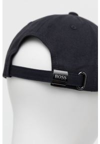 BOSS - Boss - Czapka Boss Athleisure. Kolor: niebieski. Materiał: bawełna, poliester