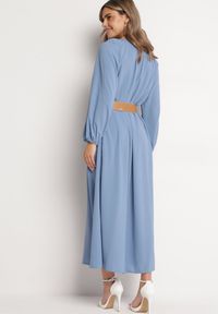 Born2be - Niebieska Sukienka Dorothoe. Okazja: na co dzień. Kolor: niebieski. Materiał: tkanina. Wzór: gładki, jednolity. Styl: klasyczny, elegancki, casual. Długość: maxi #4
