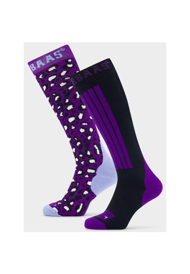 POEDERBAAS - Skarpety narciarskie Poederbaas damskie 2-pak. Kolor: fioletowy. Materiał: akryl, poliamid, elastan, wełna. Sport: narciarstwo