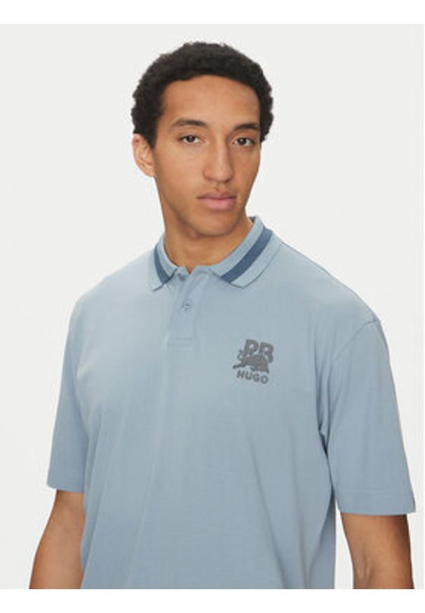 Hugo - HUGO Polo Dodac_RB 50542748 Niebieski Regular Fit. Typ kołnierza: polo. Kolor: niebieski. Materiał: bawełna