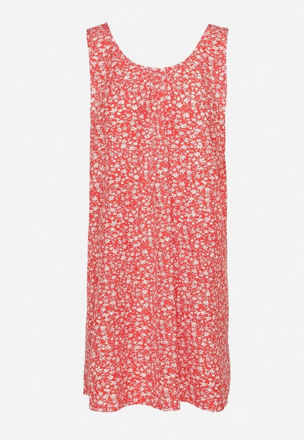 Born2be - Czerwona Sukienka w Kwiaty o Rozkloszowanym Kroju na Szerokich Ramiączkach Folarelle. Okazja: na co dzień. Kolor: czerwony. Długość rękawa: na ramiączkach. Wzór: kwiaty. Sezon: lato. Typ sukienki: rozkloszowane, proste. Styl: casual, elegancki