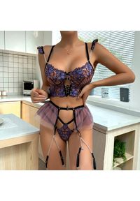 Intica - Zestaw bielizny koronkowej z regulowanymi paskami na romantyczne wieczory Toribia. Kolor: fioletowy. Materiał: koronka. Wzór: koronka #8