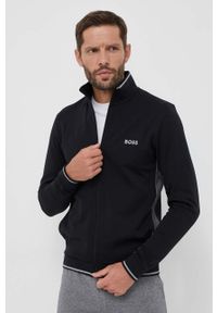 BOSS bluza męska kolor czarny z aplikacją. Okazja: na co dzień. Kolor: czarny. Materiał: materiał. Wzór: aplikacja. Styl: casual #2