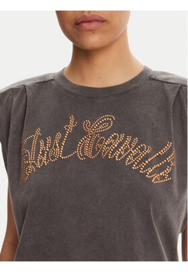 Just Cavalli T-Shirt 78PAHE10 Szary Loose Fit. Kolor: szary. Materiał: bawełna