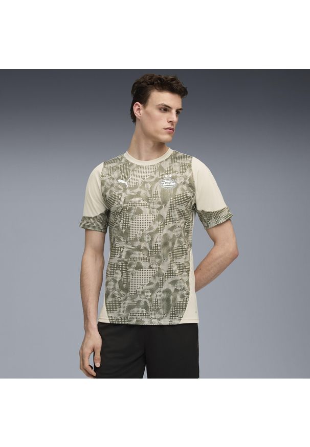 Puma - Męska koszulka treningowa PSV Eindhoven PUMA. Kolor: zielony, beżowy, wielokolorowy. Sport: bieganie