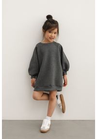 Marsala - MINI sukienka/tunika z dzianiny w kolorze GRAPHITE -DEXTER-80-86 (12-18). Kolor: szary. Materiał: dzianina. Długość rękawa: długi rękaw. Wzór: gładki, melanż. Typ sukienki: sportowe, proste. Styl: sportowy, klasyczny. Długość: mini