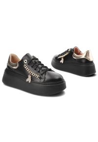 DAMISS - Czarne Sneakersy Damiss Wygodne Skórzane Buty. Okazja: na co dzień. Kolor: czarny. Materiał: skóra. Szerokość cholewki: normalna #6