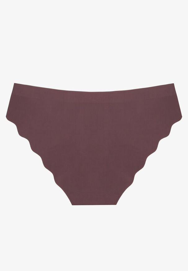 Born2be - Ciemnofioletowe Bezszwowe Majtki Figi z Falbanką Floroti. Kolor: fioletowy. Materiał: jeans