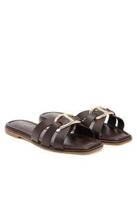 TwinSet - TWINSET Klapki 251TGT090 Brązowy. Kolor: brązowy. Materiał: skóra